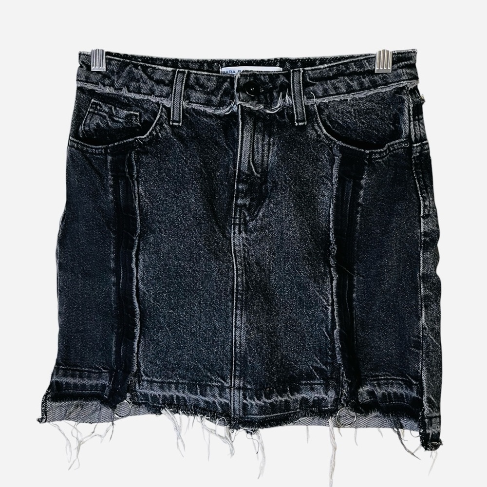 Zara Charcoal Frayed Hem Mini Skirt